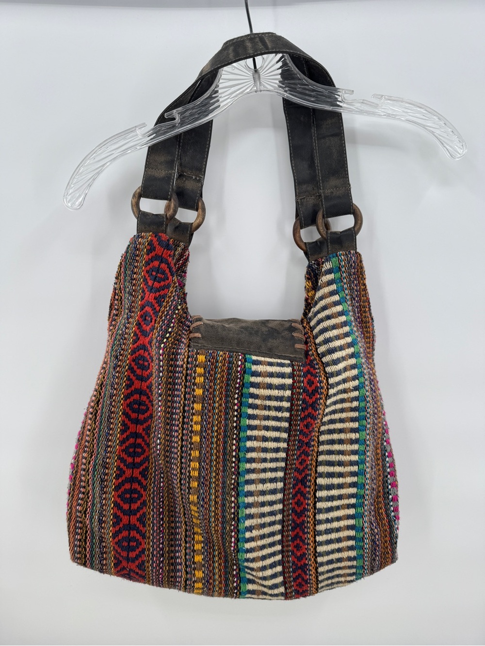 Woven Tapestry Boho Hobo Bag Fringe Multicolor Hippie Shoulder Purse - Picture 4 of 13